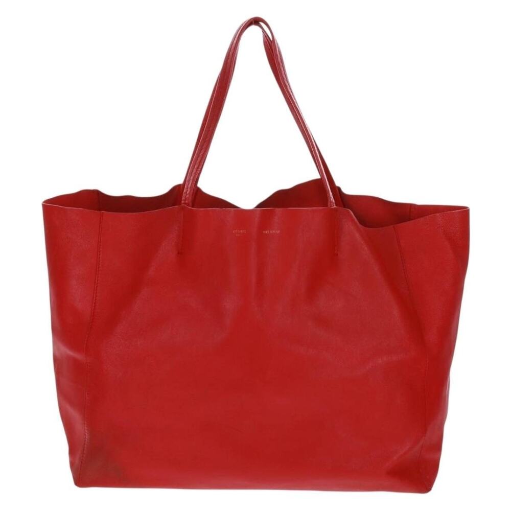 Celine Leather Horizontalkava Tote Bag Red